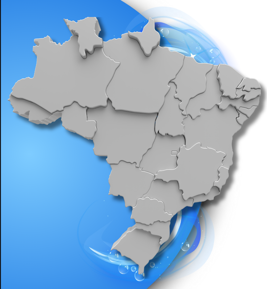Mapa do Brasil com destaque para regiões atendidas pela Tróppel